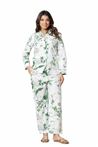 Image of Women's Cotton Printed Night Suit Set | Soft & Breathable Sleepwear with Top and Pajama | Stylish Nightwear for Daily Use - All Season Use