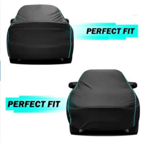 Image of 100% Waterproof Car Body Cover Compatible with Renaults Triber (2015 to 2026), with Mirror Pockets, Long Lasting Strong Durable Material, Bottom Elastic Triple Stitched (Black)