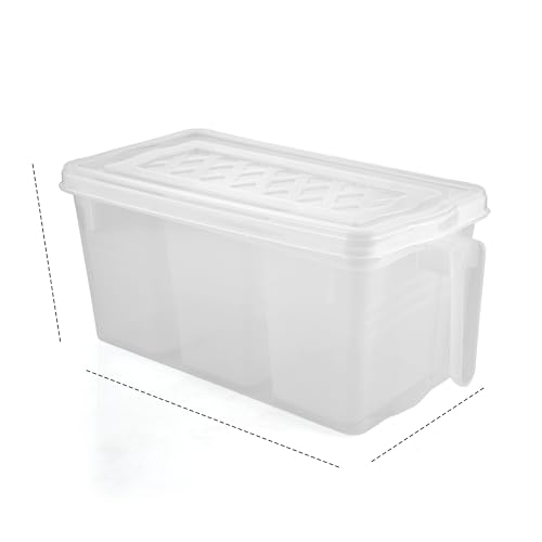 Image of Fridge Storage Boxes Food Grade Containers Plastic Storage Box With Cup, Lid And Handle - 5L Air Tight,Set Of 2, Transparent
