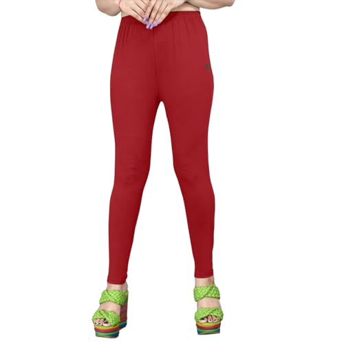 Image of Women's Solid Mid Rise Slim Fit Ankle Length Leggings - Comfortable and Stylish Yoga Pants for Workout, Running and Everyday Wear