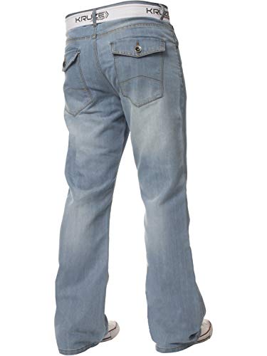Kruze New Mens Bootcut Jeans Flare Wide Leg Denim Pants Big King All Waist Sizes2
