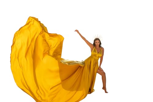 Long Tail Flying Dress for Womens, Santorini Photoshoot Flowy Gowns, Satin Maxi Dresses, Gift for Her, Flying Dress for Wedding, Bridesmaid, Maternity, Custom Design, Multi-Length Options