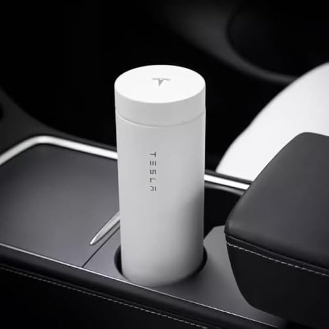 17oz Vacuum Double Wall Thermal Mug Cup Keeps Hot, for Tesla Model 3 2024-2025 Black Frosted Tumbler for Coffee, Tea, Drinks (Fits), 304 Stainless Steel.,White