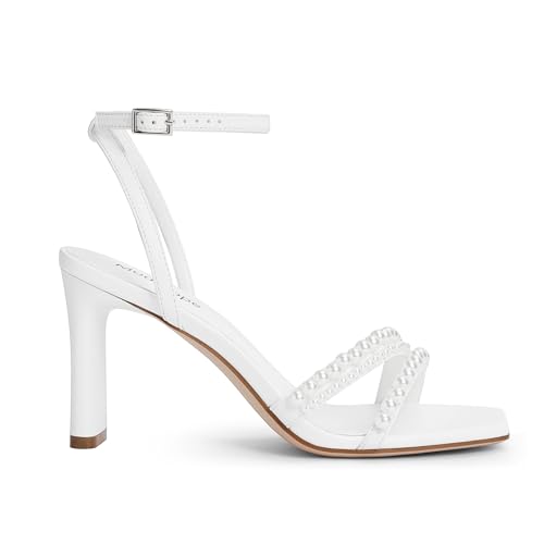 Image of Modatope Womens Sandals Square Open Toe Chunky High Heels Strappy Ankle Strap Sandals Comfort Dress Party Shoes