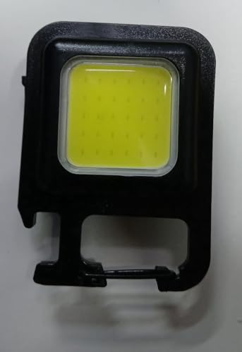 كشاف بسلسلة مفاتيح بشريحة إضاءة LED بـ4 أوضاع وحلقة محمولة متعددة الوظائف فائقة السطوع بكشاف صغير قابل لاإعادة الشحن بمنفذ USB بشدة 500 مللي أمبير وحامل قابل للطي وفتاحة زجاجات