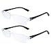 Rimless Computer Reading Glasses With Half Frame - Blue Light Blocking Lenses With Anti Reflective and Anti-Glare Coating - +100 Prescription Strength - Bonus Clear Case - by Optix 55