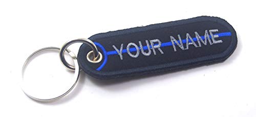 NEW BRAND Custom Name Text Keychain Thin Blue LINE Embroidered Patch