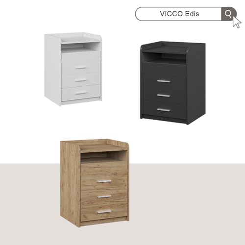 Vicco Comodino Edis, Bianco, Set Di 2 - 7