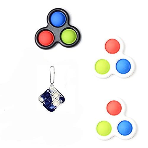 Canrulo Sensory Fidget Toys Set Fidget Simple Dimple Toy Push Pop Bubble Toy Pack Stress Relief Fidget Hand Toys for Gift Kids Adults Press Finger Bubble Toy (4PCS)