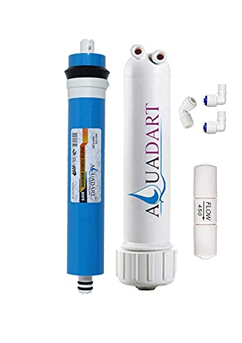 AquaDart 80 GPD Ro Membrane with Housing, Elbow and FR, High TDS Membrane with Flow Restrictor, for All Type of RO Water Purifiers (Blue, FR-450)
