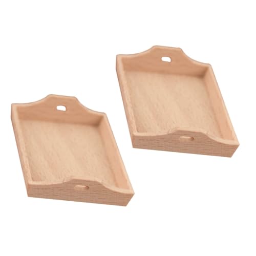 Happyyami 2個 ミニチュアモデル ミニ家具 微縮模型 木製トレー ?木製 果物用お盆 ティートレイハウス飾り 用インテリア装飾