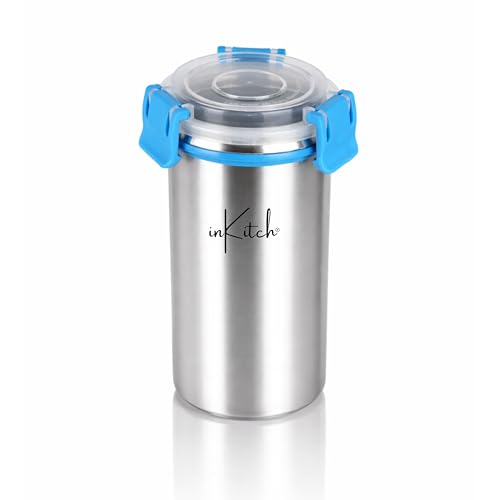 Image of Lunch Box for Kids with 500ml Steel Bottle with Cap, Leak Proof Stainless Steel Tiffin Box Set, Air Tight Food Grade Lunch Box 750ml + 120ml for School Kids Office College Picnic Travel