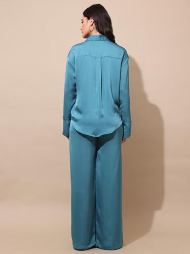 Image of PURVAJA Women's Full Sleeve Shirt & Trouser Solid Co-ords