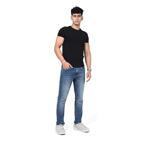 Image of WROGN Men's Slim Fit Jeans | Cotton Stretch | Mid Rise | Casual Denim