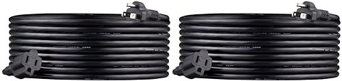 Image of Amazon Basics 3-Prong Extension Cord for Indoor Use, 13 Amps, 125V, 16 AWG, 20 Foot, Black, 2-Pack