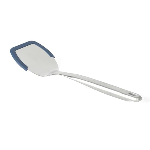 Image of Calphalon Prime Solid Turner, Cooking Spatula, Kitchen Spatula, Stainless Steel Turner with Heat Resistant Silicone Rim for Nonstick Cookware, Durable and Comfortable Kitchen Utensil (Navy)