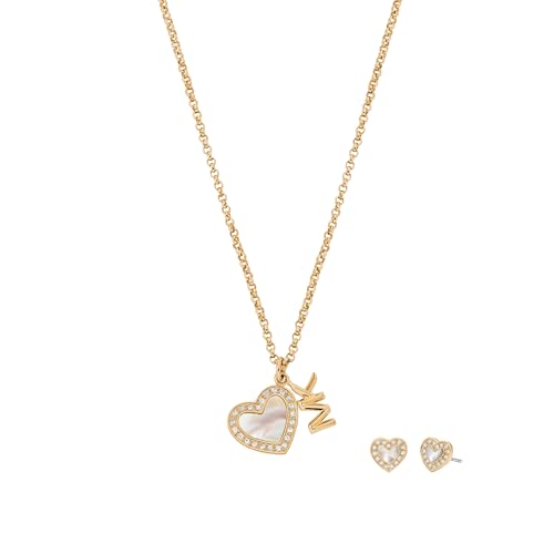 Michael Kors Womens Gold-Tone Brass Earrings and Necklace Gift Set (Model: MKJ8399SET)