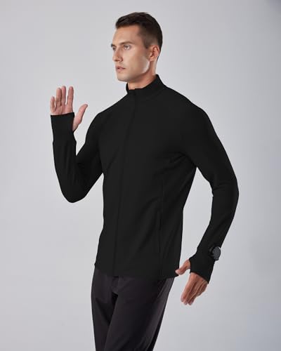 Locachy Men's Lightweight Quick Dry Athletic Jacket Full Zip Stand Collar Running Workout Performance Shirt4