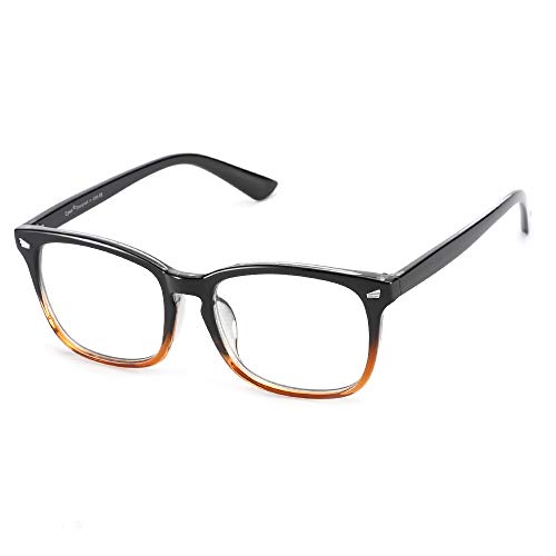 Image of Cyxus Computer Blue Light Blocking Glasses Square Classic Retro Clear Lens Eyeglasses Frame for Women and Men (Gradient Brown)