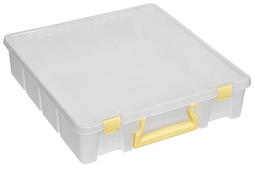 Image of ArtBin Super Satchel 1-Compartment Craft Storage Box, Yellow Latches | One Open Compartment, 15.2 x 8 x 6.2 Inches, Secure Latches, Stackable, Clear Durable Polypropylene