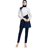 keephen Traje de baño musulmán de Talla Grande Ropa de Playa para Mujer Traje de baño Cobertura Total Medio Oriente Modest Burkini Conjunto de 2 Piezas