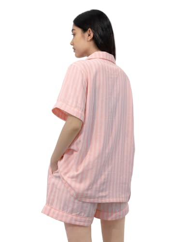 Image of Womens Muslin Pajama Sets 100% Cotton Double Gauze Linen Like Short Pjs | Breathable Soft Comfort Button Up Loungewear Sleepwear PJ Set
