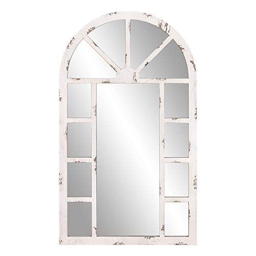 Patton Wall Decor 24x40 Distressed White Arch Windowpane Wall Mounted Mirrors