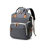 Mochila Maternidade Unissex Grande Capacidade Tecido Impermeável, Bolsos Térmicos para Mamadeira, Porta USB, Alças Acolchoadas Ideal Para Passeios, Viagens e Dia a Dia (Cinza)