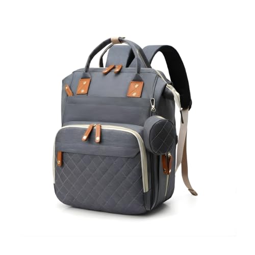 Mochila Maternidade Unissex Grande Capacidade Tecido Impermeável, Bolsos Térmicos para Mamadeira, Porta USB, Alças Acolchoadas Ideal Para Passeios, Viagens e Dia a Dia (Cinza)