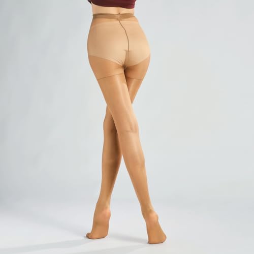 Image of Women's 3 Pairs of Ultra Stretchable Sheer Shimmery Stockings for 264lbs Plus Size High Waist Tights Footed