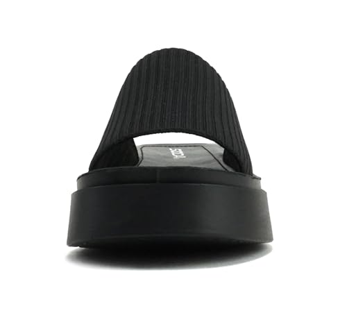 Soda “Farley” ~ Women Open Square Toe Elastic Upper Platform Slide Sandal3