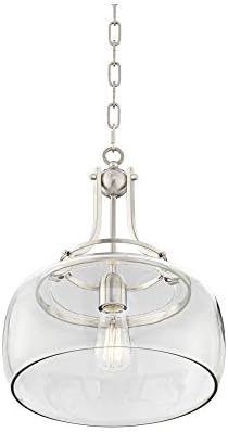 Charleston Brushed Nickel Small Pendant Mild 13 1/2" Extensive Industrial Farmhouse LED Clear Glass Shade for Eating Room Home Lobby Entryway Kitchen Bed room Dwelling Room Ceilings - Franklin Iron Works 4 311wwgHW7GL. AC
