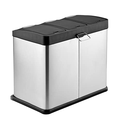 Cubo Basura Cocina Botes de basura de acero inoxidable de 24L/45L, botes de basura ambientales grandes, for pies, oficina, exteriores, hogar, comerciales, botes de basura secos y húmedos Papelera Baño