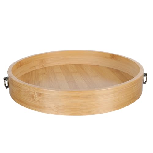 Ipetboom 竹製シンプル茶托盤 属プルリング付き ティーカップ収納トレイ 茶器置き用 収納パネル 家 オフィス 喫茶店向け