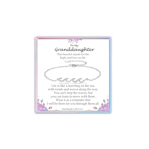 Image of Gifts for Women Christmas Birthday, Silver Wave Bracelets for Woman Mom Wife Grandma Daughter Granddaughter Friend Sister, The Waves of Life We've Through Together Mothers Day Graduation Gift