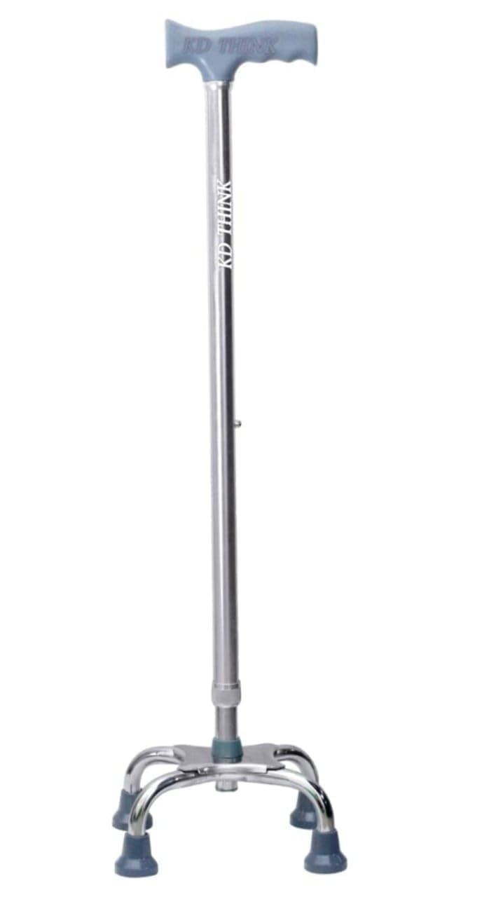 New Aluminum 4 Leg Walking Stick for Old Age | Lightweight Walking Support with Adjustable Height | 4 Leg Walking Cane for Men/Women, Patients, Old People (Four Leg Walking Stick)