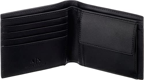 Armani Exchange Men's Smooth Leather Wallet with Coin Pocket Fold, Schwarz, S - Image 4