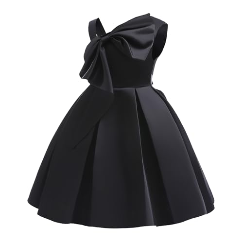 Girls Dresses Big Bow Dress One Shoulder Dress Princess Dress Piano Performance Dress2