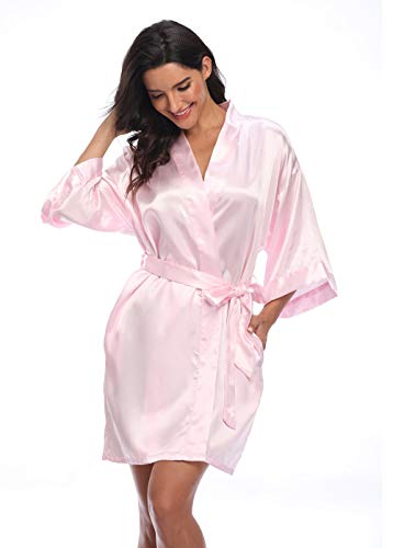 Image of Women's Pure Short Silky Robes Bridesmaid Bride Party Satin Robes Sleepwear