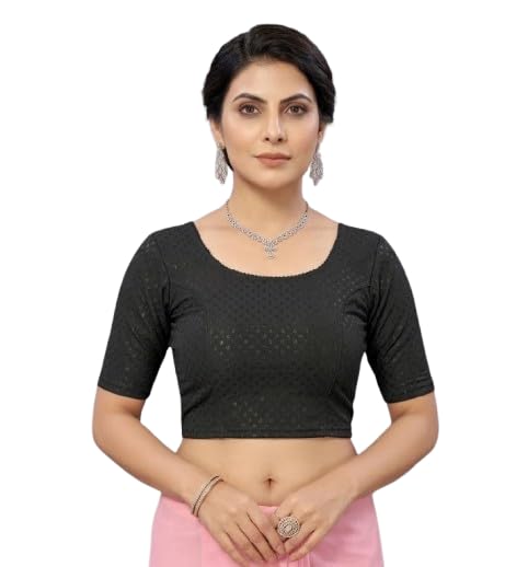 paarth enterprise Stretchable Half Sleeve Round Neck Readymade Blouse-picture-29