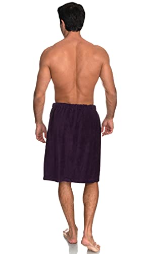 Image of TowelSelections Mens Shower Wrap Adjustable Cotton Terry Bath Gym Cover Up with Snaps Large-XX-Large Indigo