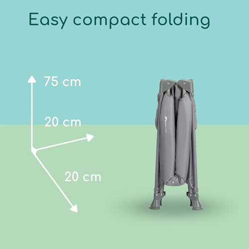Image of Bebeconfort Sweet Dreams Baby Travel Cot, 0-3 Years (0-15 kg), Lightweight Travel Cot for Babies, Large Padded Mattress, Side Window, Easy Compact Foldable, with Travel Bag, Mineral Grey