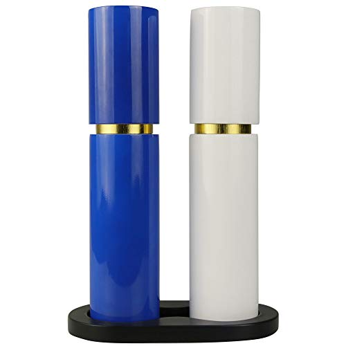 🔥 Salt and Pepper Grinder Set of 2, Salt Grinder Pepper Mill Wood Spice Grinder with Hand Rotate Movement Grinders Adjustable Coarseness Fine to Coarse with One Wood Tray (9 inches, Blue+White) Amazing 🔥 Salt and Pepper Grinder Set of 2, Salt Grinder Pepper Mill Wood Spice Grinder with Hand Rotate Movement Grinders Adjustable Coarseness Fine to Coarse with One Wood Tray (9 inches, Blue+White)