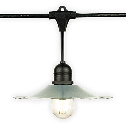 Sombrero metálico vintage para bombilla patio E26 plata