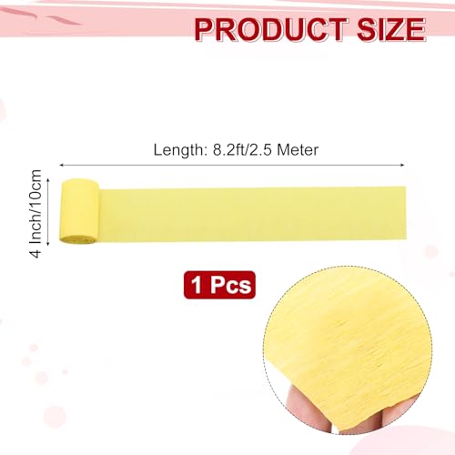 Image of MECCANIXITY Crepe Paper Roll 8.2ft Long 4 Inch Wide for Wedding Ceremony Various Large Festivals Decoration, Yellow