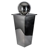 Köhko® Springbrunnen mit LED-Beleuchtung in eckigen Edelstahlbecken hochglanzpoliert 21016 Gartenbrunnen aus Edelstahl