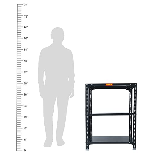 Image of SMR Prime CRC Sheet 24 Gauge Multipurpose Slotted Angle Rack with 3 Shelf for Home, Office & Industry - (36x24x15 in, 8.6 Kg | 16 Gauge Angle-Grey)
