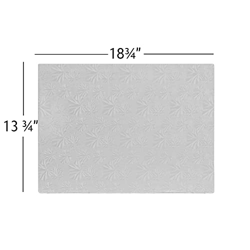 Dulcet Delights Half Sheet Cake Board - Decorative Cake Board for Cakes, Desserts, Pizza & More - Food Safe - Disposable & Recyclable - 13 ¾\"W x 18 ¾ \"L x ¼ Thick - Silver - Set of 5 - Thumbnail 4