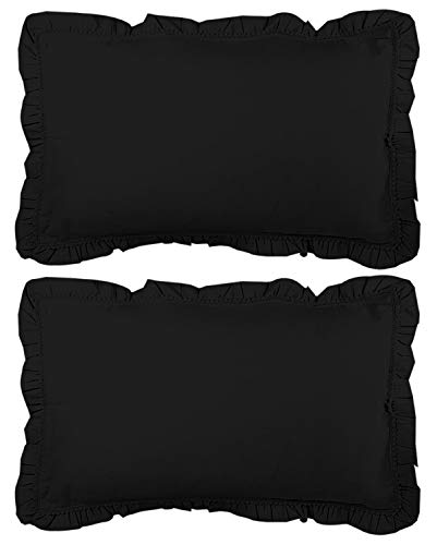 Image of Kuber Industries 2 Piece Cotton Pillow Cover Set-18 inchx27 inch (Black) Luxury Pillow Covers-KUBMART03195