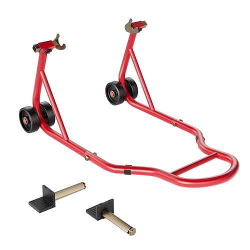 SPECSTAR Motorcycle Stand 441 Lbs Capacity Rear Wheel Lift with U+L Adjustable Swingarm Spool Heavy Duty Paddock Stand fit for BMW Suzuki Yamaha Honda Kawasaki Red